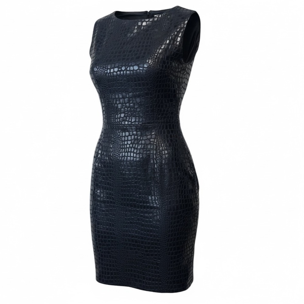 SELENE SPORT Black reptile print sheath dress size Sโ